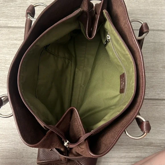 Ferragamo Gancini Brown Canvas Tote Bag w/leather details - Picture 12 of 17